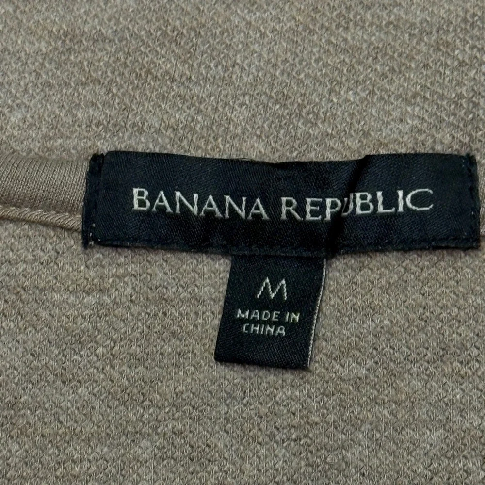 Banana Republic Quarter Zip Pullover Mens M Tan Textured Cotton Blend 1799236